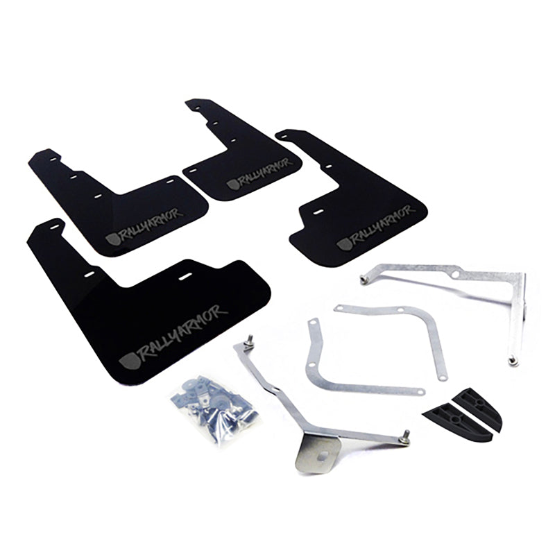 Rally Armor 15-21 Subaru WRX & STI Black Mud Flap Grey Altered Font Logo