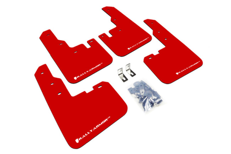Rally Armor 16-18 Toyota RAV4 Red UR Mud Flap w/ White Logo