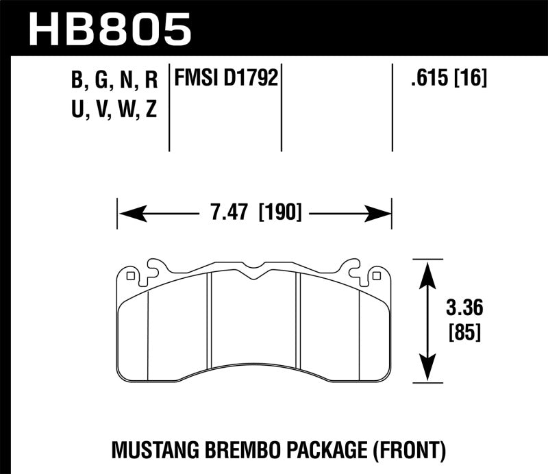 Hawk 15-17 Ford Mustang Brembo Package DTC-30 Front Brake Pads