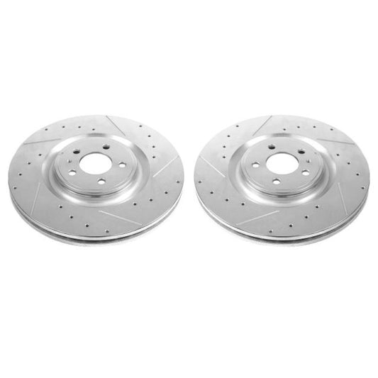 Power Stop 13-14 Ford Mustang Front Evolution Drilled & Slotted Rotors - Pair