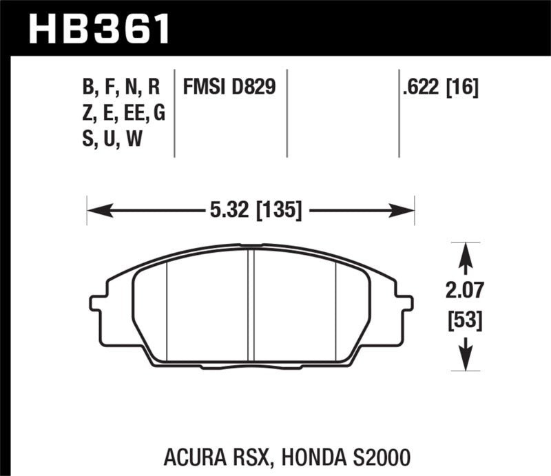 Hawk 02-06 Acura RSX Type S / 06-11 Honda Civic Si / 00-09 S2000 DTC-60 Front Brake Pads